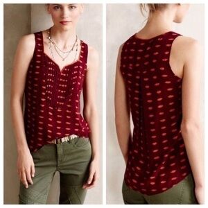 ❤️FINAL SALE❤️ NWT Anthro | Maeve Burgundy “Armory” Lip Print Tank Size 0